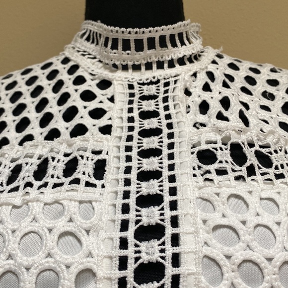 Simply Couture White Mock Neck A-line Dress with Circle Cut Out Pattern Size L - Picture 7 of 16